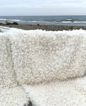White lambskin sheepskin rug wool gotland sweden